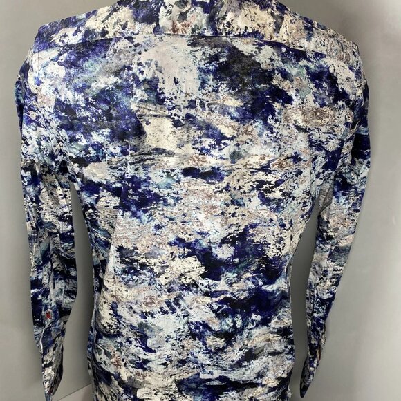 NEW AU NOIR Magnani Indigo Woven Stretch Abstract Button-Down Shirt – Size 4XL - Picture 10 of 11